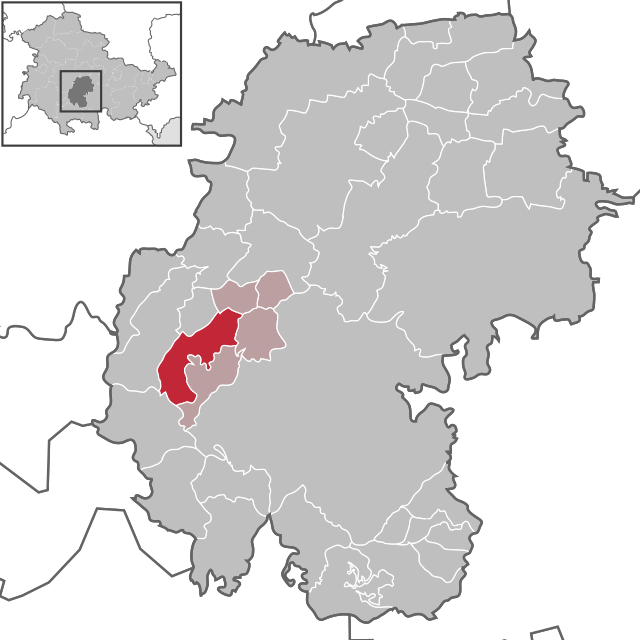 Tidigare läge av kommunen Geraberg i Ilm-Kreis