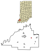 Location of Francisco in Gibson County, Indiana.