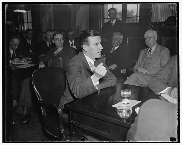 Young testifies before the La Follette Civil Rights Committee in April 1937