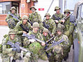 Members of the Canadian Grenadier Guards engaging in training in the United Kingdom as a part of a small unit exchange program with the British Grenadier Guards.