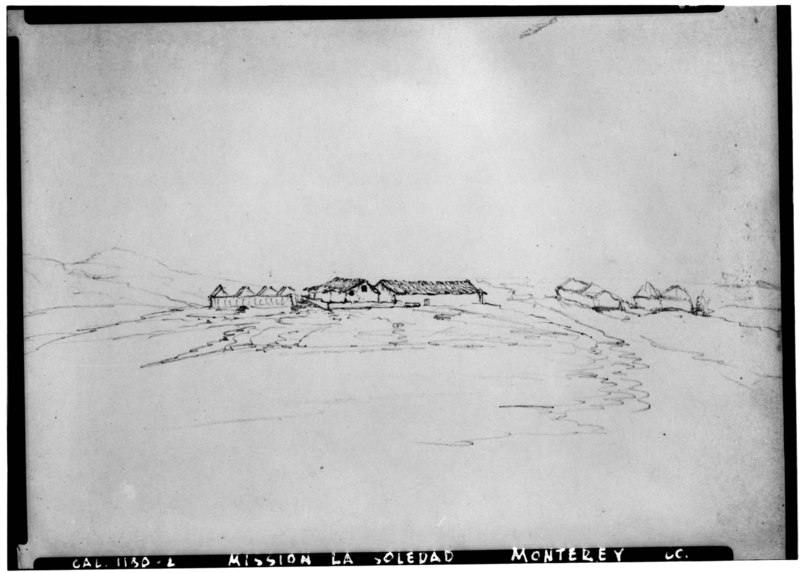 File:Historic American Buildings Survey H.M.T. Powell drawing in 'Santa Fe Trail' March 1850 (drawing) - Mission Nuestra Senora de la Soledad, Soledad, Monterey County, CA HABS CAL,27-SOL.V,1-1.tif