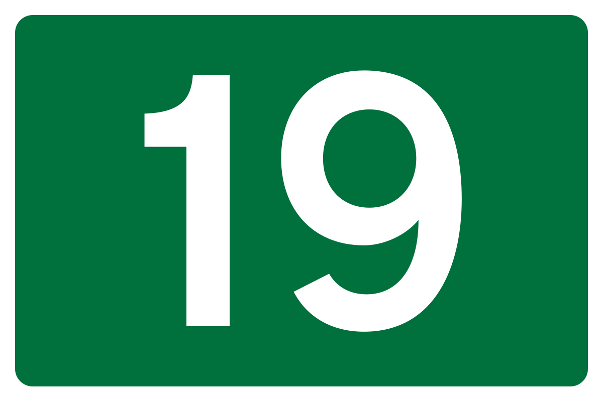 Road 19. 19 Svg. Number sign.