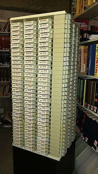 Rotating InfoTrac carousels held hundreds of microfilm cartridges.