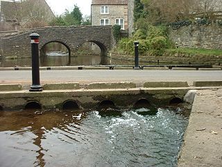 Low-water crossing bridge when the water flow is low