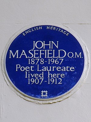 JOHN MASEFIELD O.M. 1878-1967 Poet Laureate lived here 1907-1912.jpg