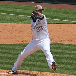 Shields pitching for the Kansas City Royals James Shields on May 27, 2013.jpg