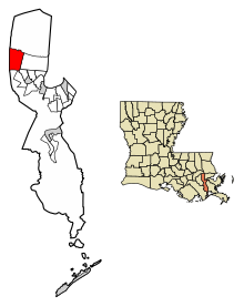 Jefferson Parish Louisiana Incorporated and Unincorporated areas Kenner Highlighted.svg