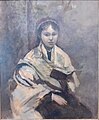 Jeune Fille assise, un livre à la main par Jean-Baptiste Camille Corot