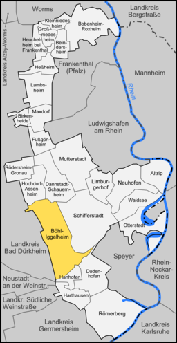 Läget för Böhl-Iggelheim i Rhein-Pfalz-Kreis