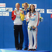Kazan 2015 - Victory Ceremony 50m butterfly W.jpg