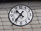 English: Tower clock of the church in Röhrensee, Thuringia, Germany