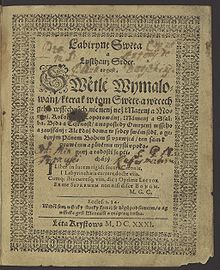 Titlepage of the first edition of the Labyrinth of the World and Paradise of the Heart, 1631 Labyrint sveta.jpg