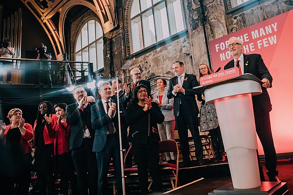 Starmer pictured with his shadow cabinet colleagues at the launch of Labour's general election campaign, 31 October 2019