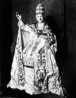 Pope Leo XIII in papal regalia: The triregnum, falda, mantum, and the stole.