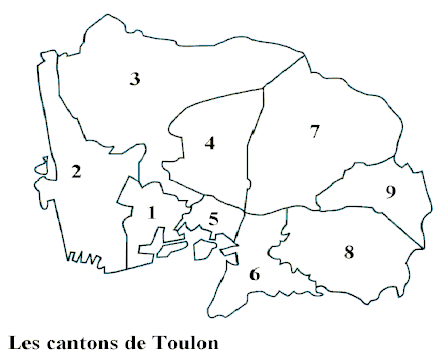 Le découpage des cantons de Toulon avant 2015.