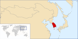 Localización de Corea del Sur