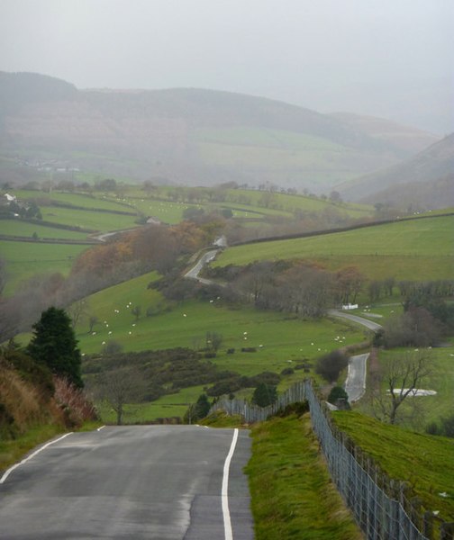 File:Looking down the mountain road - geograph.org.uk - 1589764.jpg