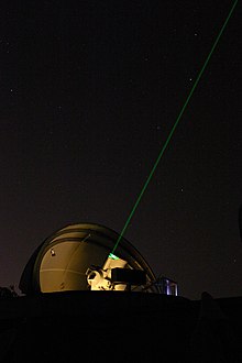 Satellite Laser Tacking at the Lustbuhel Observatory near Graz, Austria Lustbuhel Satellite Laser Tacking.jpg