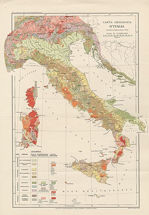 300px map geological map of italy 1933   touring club italiano cart trc 22