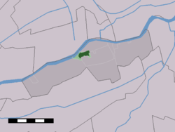 Pusat kota (hijau gelap) dan statistik kecamatan (lampu hijau) dari Groot-Ammers di kota mantan Liesveld.