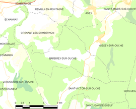 Mapa obce Barbirey-sur-Ouche
