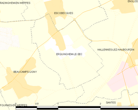 Mapa obce Erquinghem-le-Sec