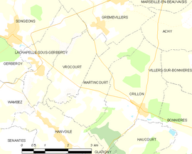Mapa obce Martincourt