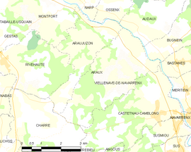 Mapa obce Araux