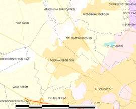 Mapa obce Oberhausbergen