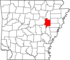 Map of Arkansas highlighting Woodruff County.svg