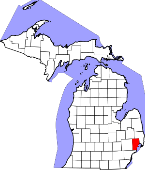 Map of Michigan highlighting Macomb County
