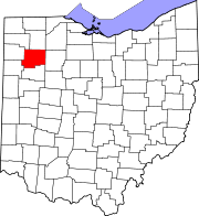 パットナム郡の位置を示したオハイオ州の地図