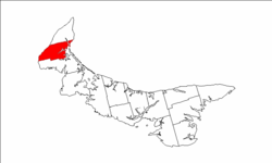 Egmont Parish.png'yi vurgulayan Prens Edward Adası haritası
