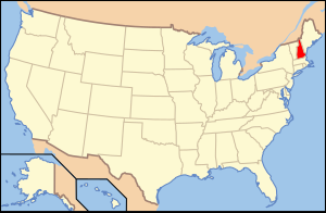 The location of the State of New Hampshire in the United States of America Map of USA NH.svg