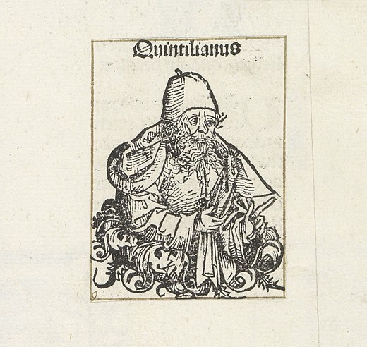 Een afbeelding van Quintilianus uit 1493