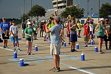 The 2015-2016 McMillen marching band practices its marching routine in the summer months. McMillen HS Marching Band.jpg