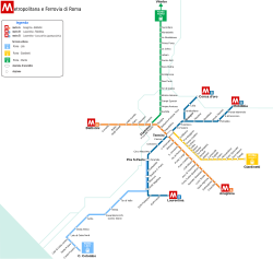 Metro and urban railways map (before opening of Jonio station and line C) Metro e ferrovie roma.svg