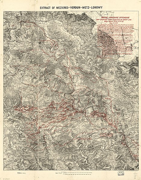 File:Meuse-Argonne offensive, map showing daily position of front line - Map Room G-3, G.H.Q., May 24, 1919. LOC 92684037.jpg