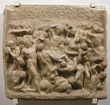 Stone bas-relief of a battle between centaurs