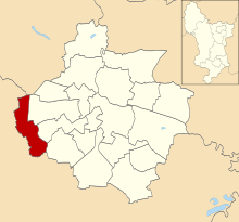 Location of Mickleover ward Mickleover ward in Derby 1979.svg