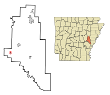 Monroe County Arkansas Beépített és be nem épített területek Roe Highlighted.svg