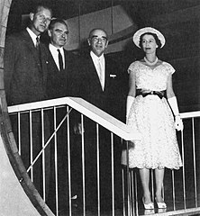 Queen Elizabeth II (far right) and the Duke of Edinburgh (far left) at the Museum of Science and Industry in Chicago on 6 July 1959. Museum of Science and Industry Chicago souvenir booklet 1960s - crop Queen Elizabeth II.jpg