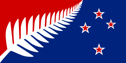 NZ flag design Silver Fern (Red, White & Blue) by Kyle Lockwood