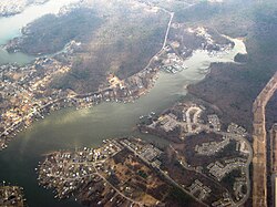 Aerial image of Chestnut Hill Cove (Apartment complex on the bottom right)