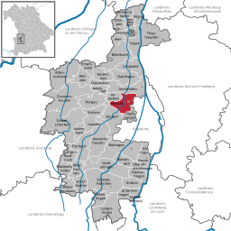 Läget för Neusäß i Landkreis Augsburg