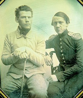 Николай (справа) и Лев Толстой в 1851 году