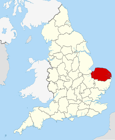 Norfolk shown within England Norfolk UK locator map 2010.svg