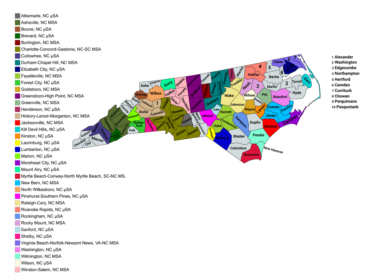 north carolina city map