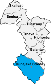 Округ Дунайська Стреда на мапі Трнавського краю