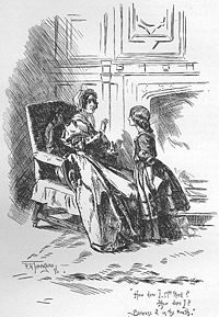 Young Jane argues with her guardian, Mrs Reed of Gateshead, illustration by F. H. Townsend P30b.jpg